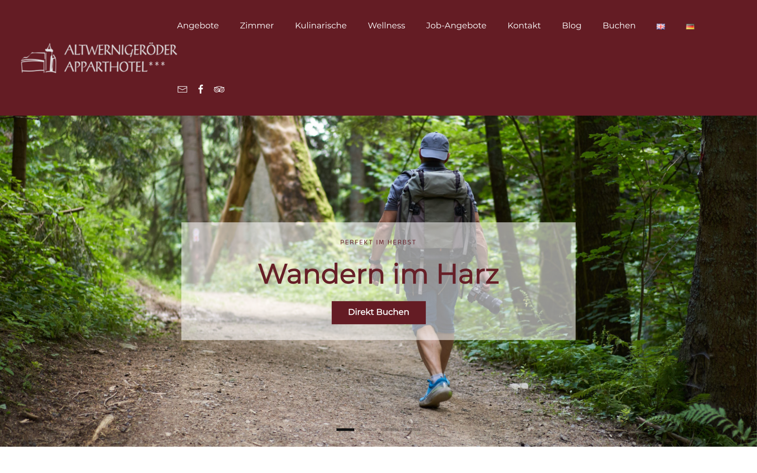 Startseite der Website des Altwernigeröder Apparthotels