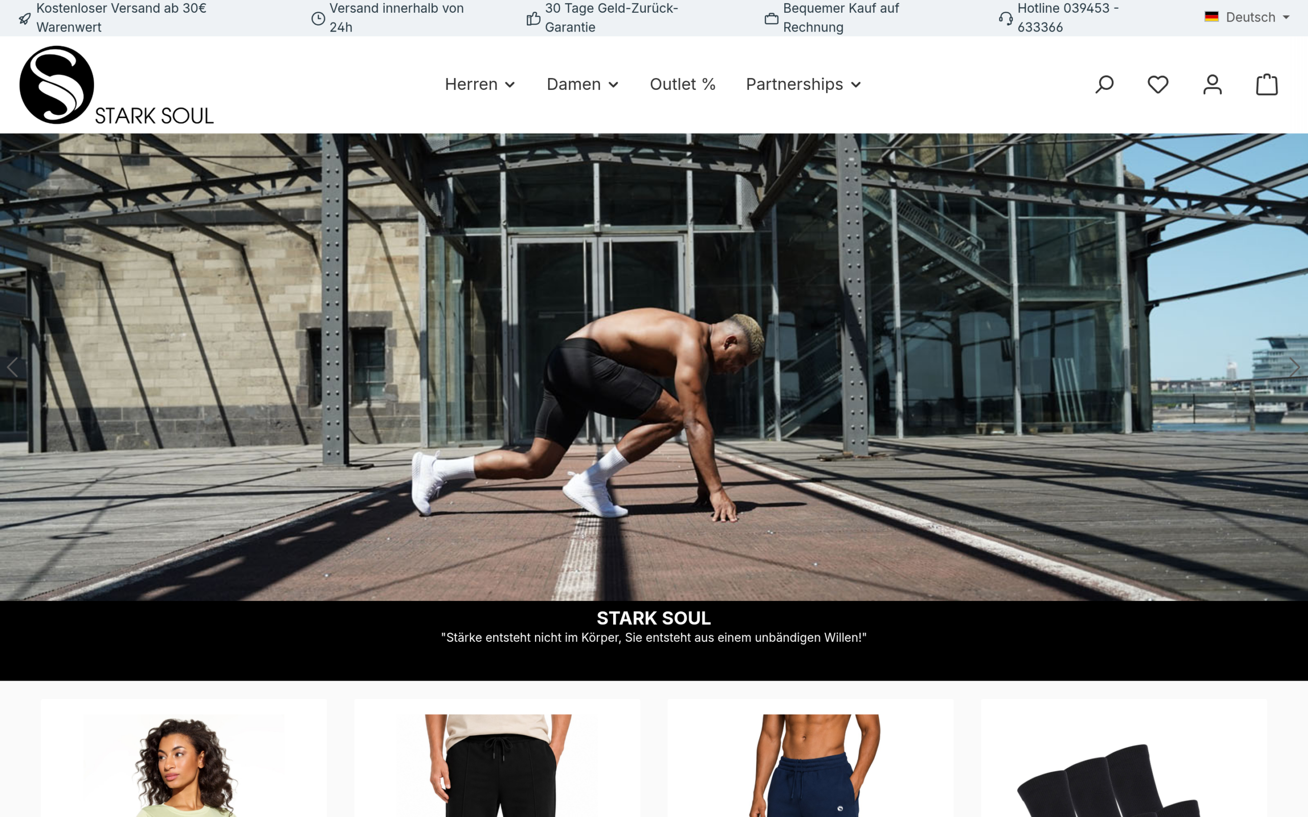 Startseite des Onlineshops von Stark Soul